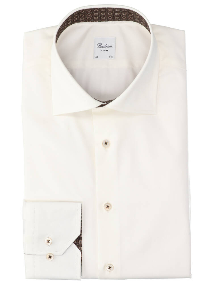 Vanille kleurig katoenen hemd (regular fit) met lange mouwen Stenströms