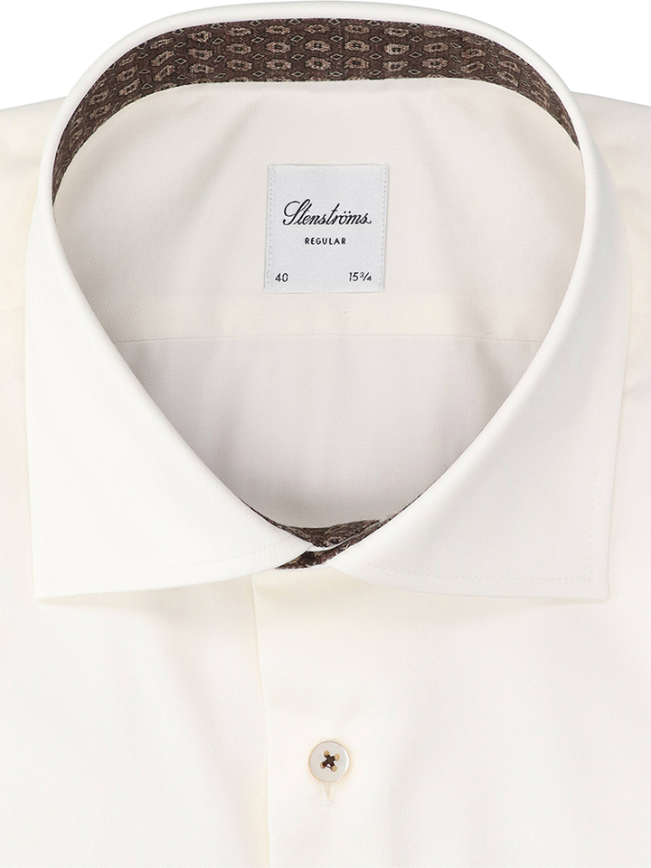 Vanille kleurig katoenen hemd (regular fit) met lange mouwen Stenströms