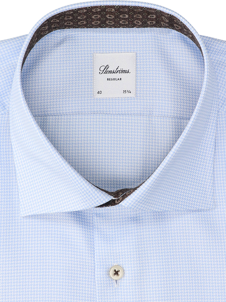 Lichtblauw en wit katoenen hemd (regular fit) met lange mouwen Stenströms