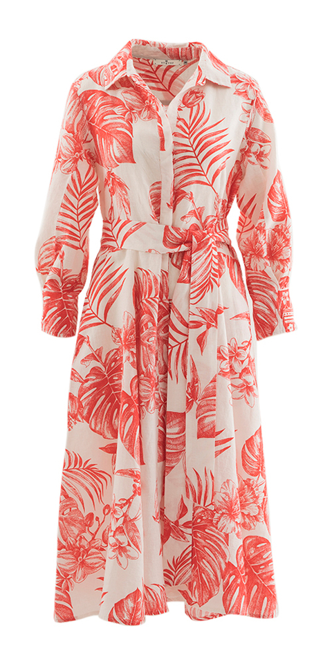 Ecru jurk met rode bloemenprint Stefanie Angoor 