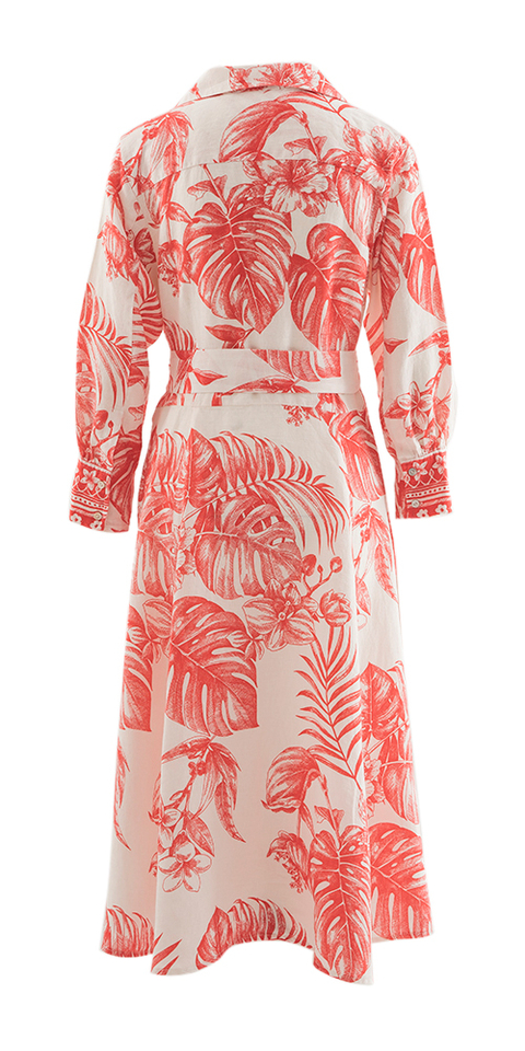 Ecru jurk met rode bloemenprint Stefanie Angoor 