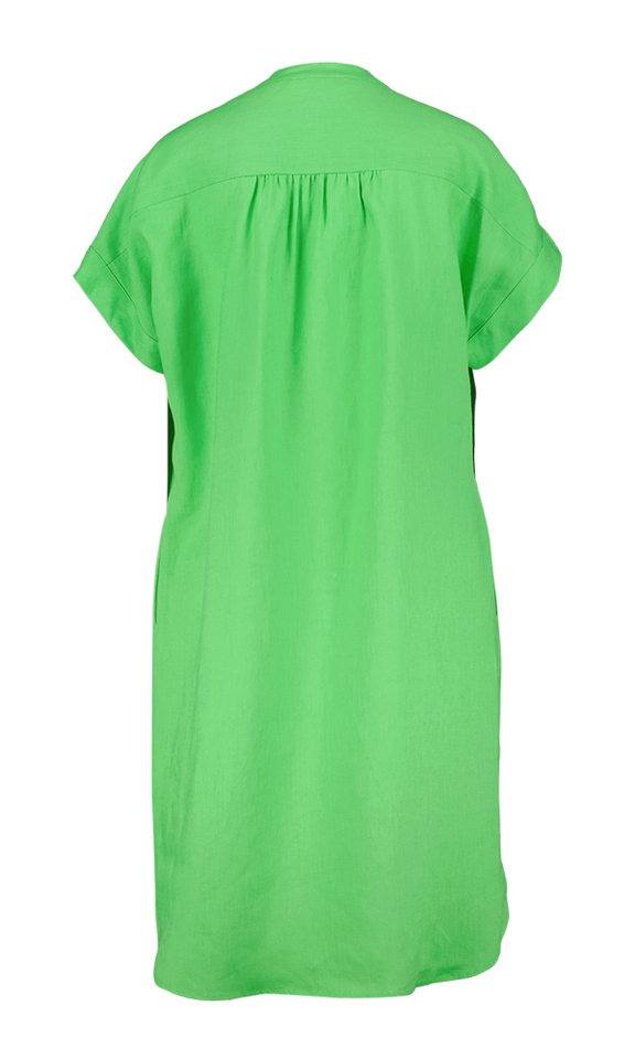 Groen linnen kleed met ruffles aan hals Angoor
