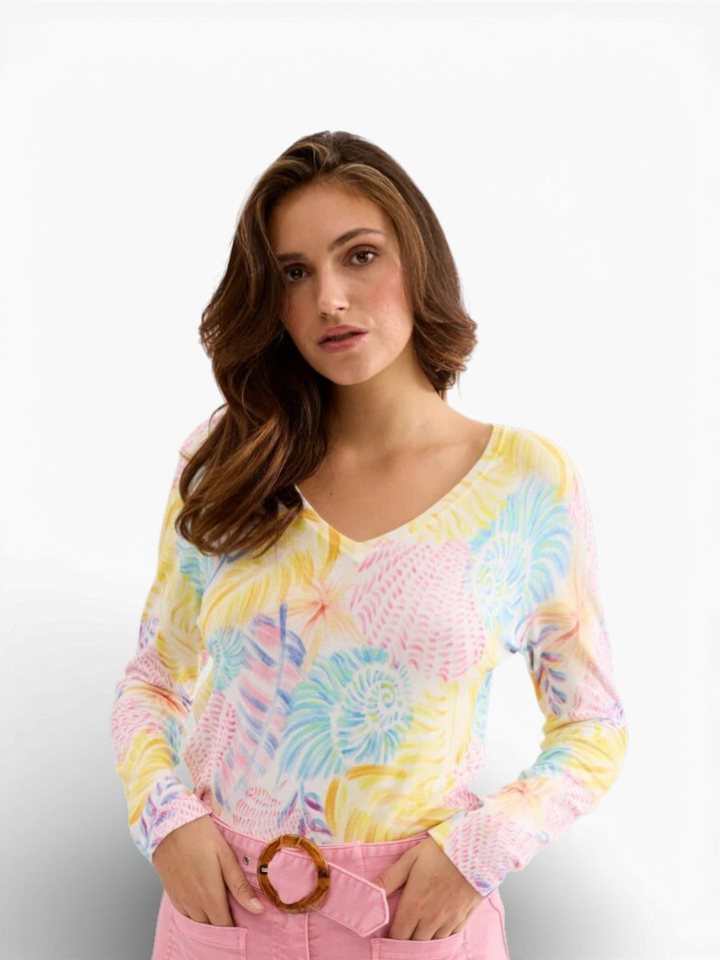 Multi-color trui met V-hals Leo Ugo 