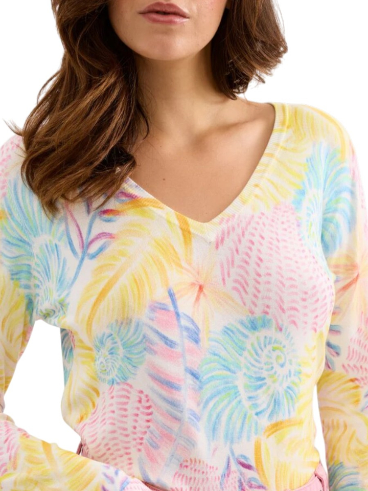 Multi-color trui met V-hals Leo Ugo 