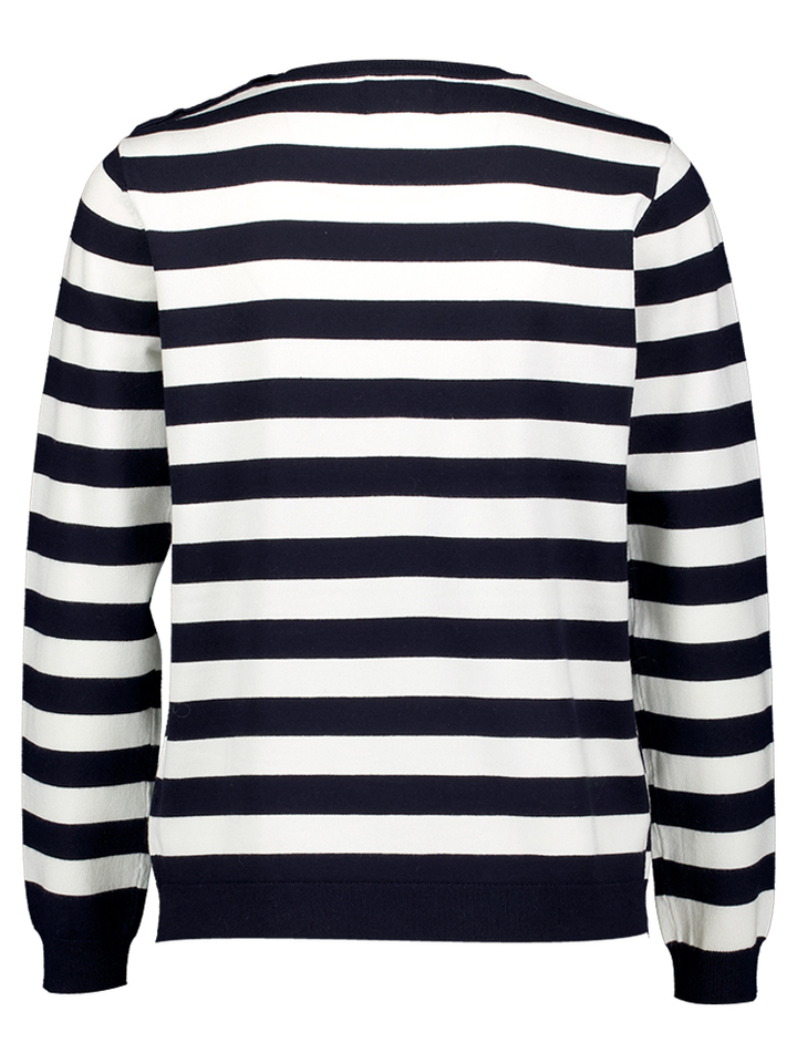 Navy en white gestreepte trui met gezicht rood Leo&Ugo 