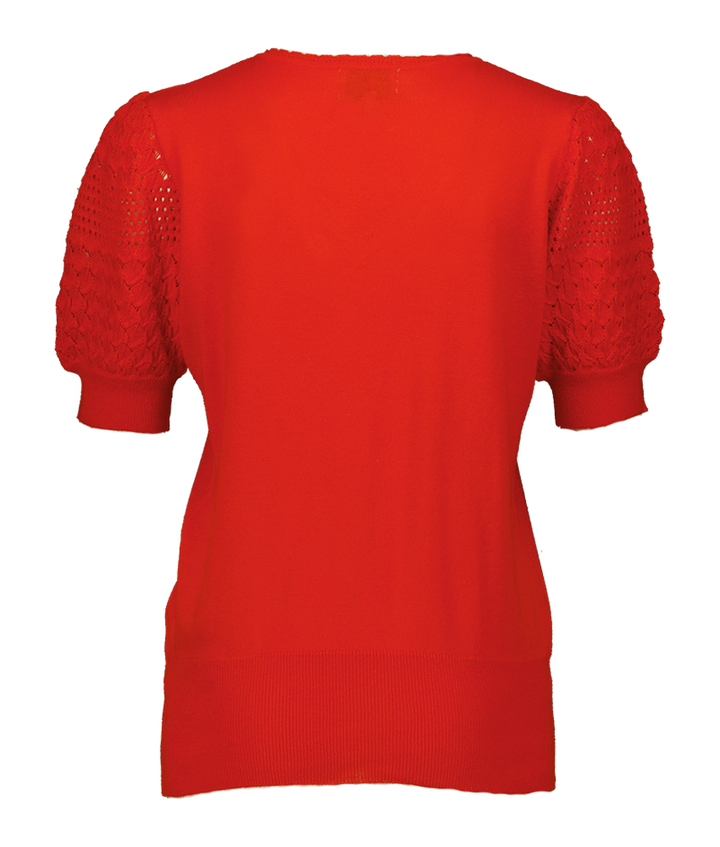 Rode fijne trui met v-hals Leo&Ugo 