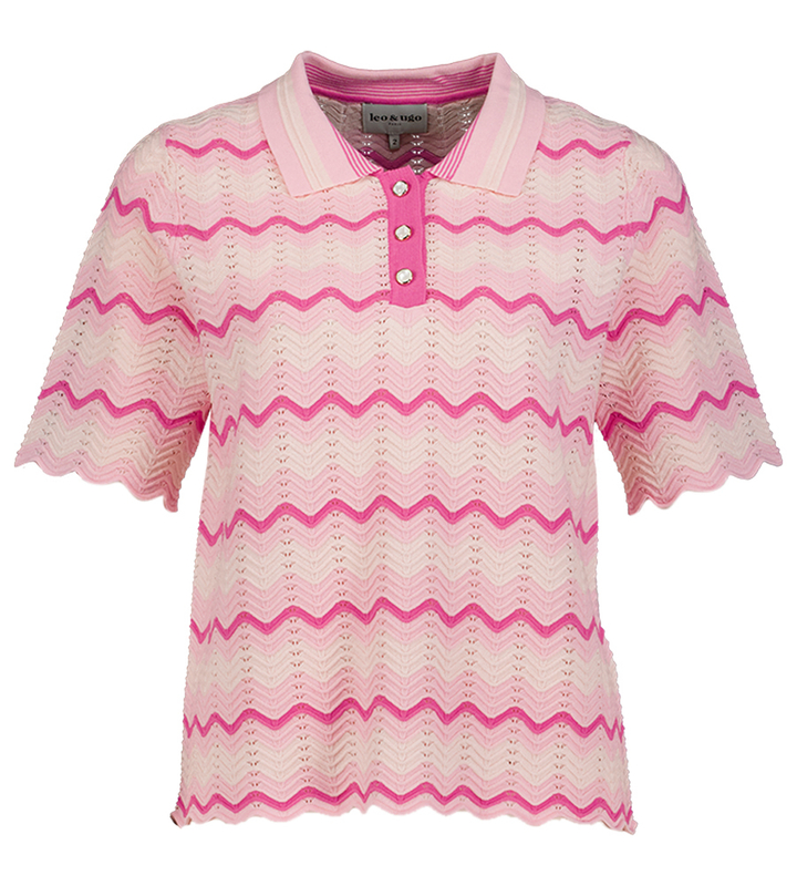 Roze polo met drukknopen Leo & Ugo