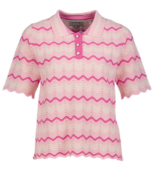 Roze polo met drukknopen Leo & Ugo