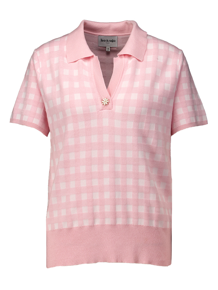 Roze geruiten polo Leo & Ugo