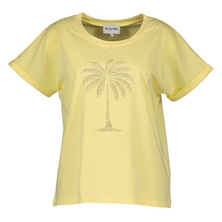 Gele t-shirt met palmboom detail Tej Leo & Ugo