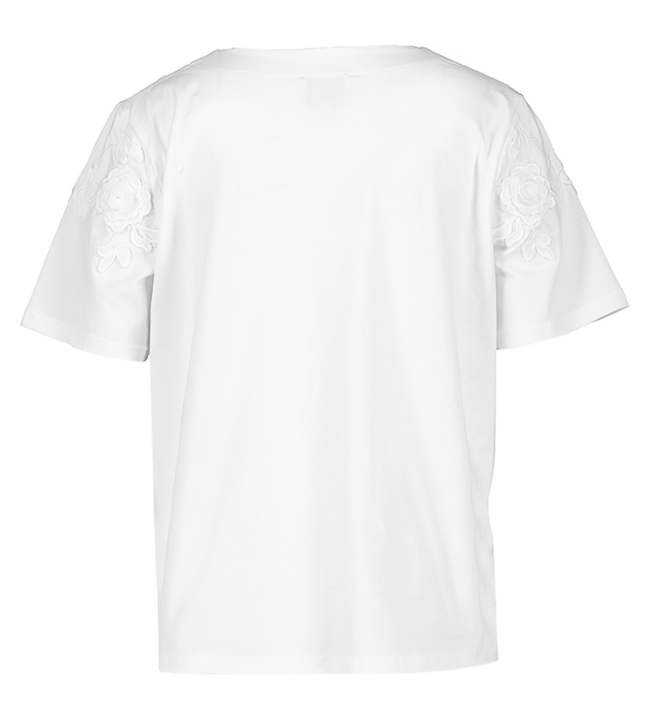 Witte t-shirt met bloemen detail detail Tev Leo & Ugo