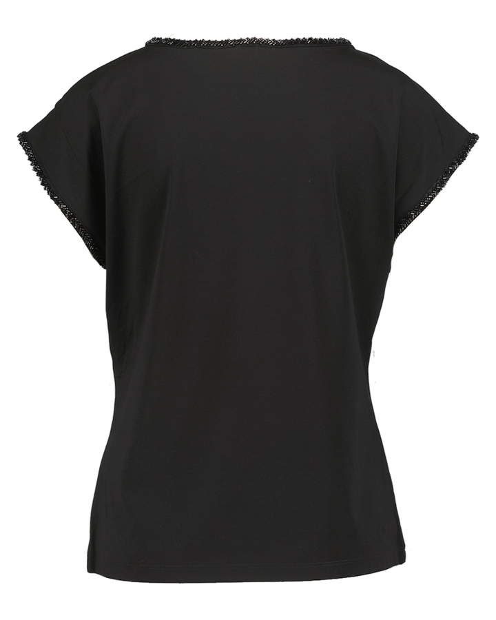 Zwarte t-shirt met parel detail Leo&Ugo