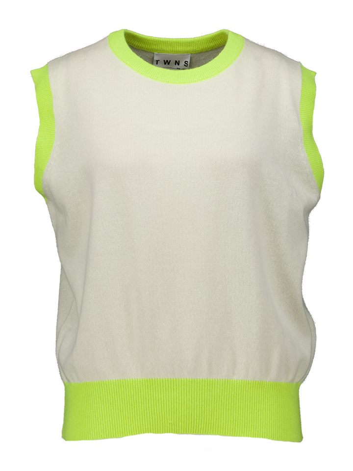 Ecru trui zonder mouwen met fluo detail Buenavista Twns