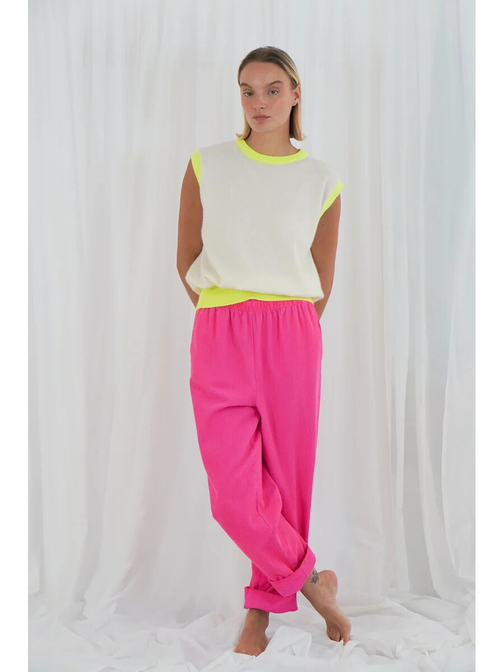 Ecru trui zonder mouwen met fluo detail Buenavista Twns