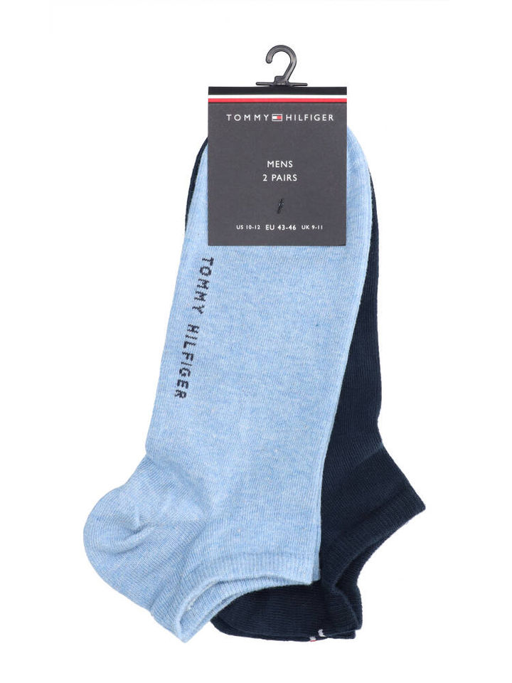 Lichtblauwe melange duo pack  korte sokken Tommy Hilfiger 