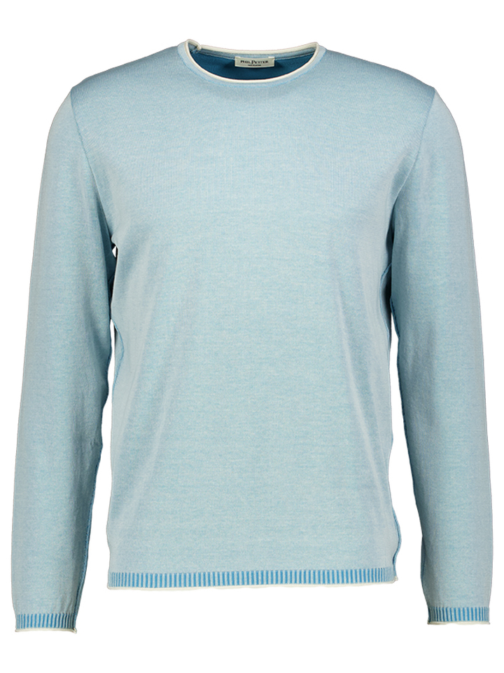 Blauwe trui met ecru detail Phil Petter