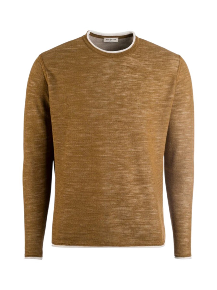 Okerkleurige trui met kleur detail Phil Petter