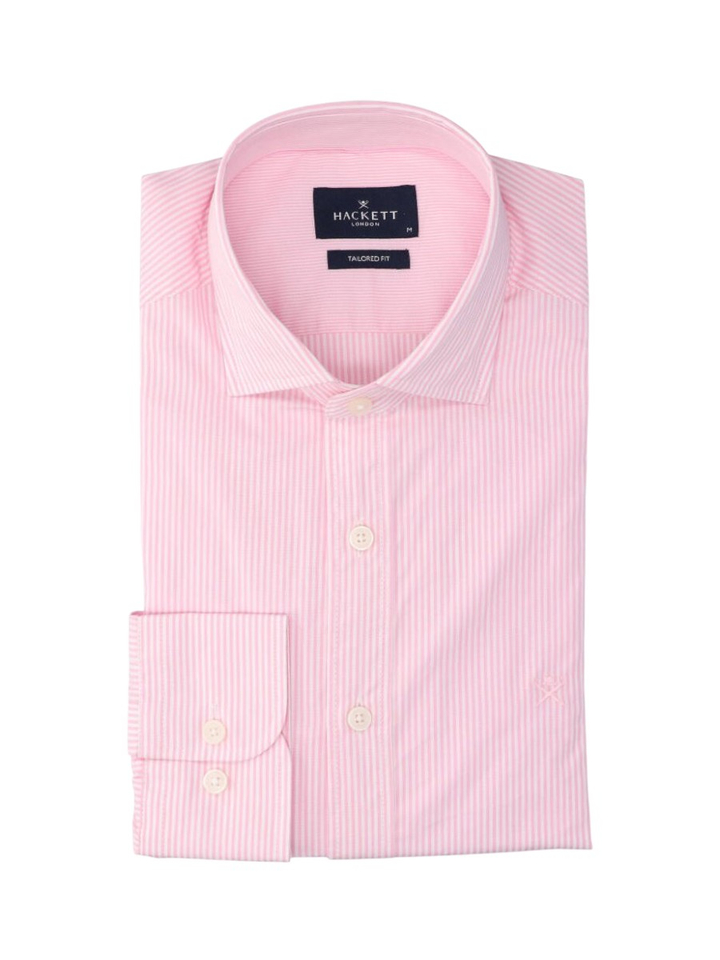 Pink katoenen hemd (regular fit) met strepen en lange mouwen Hackett
