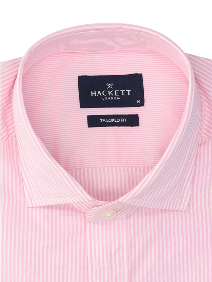Pink katoenen hemd (regular fit) met strepen en lange mouwen Hackett