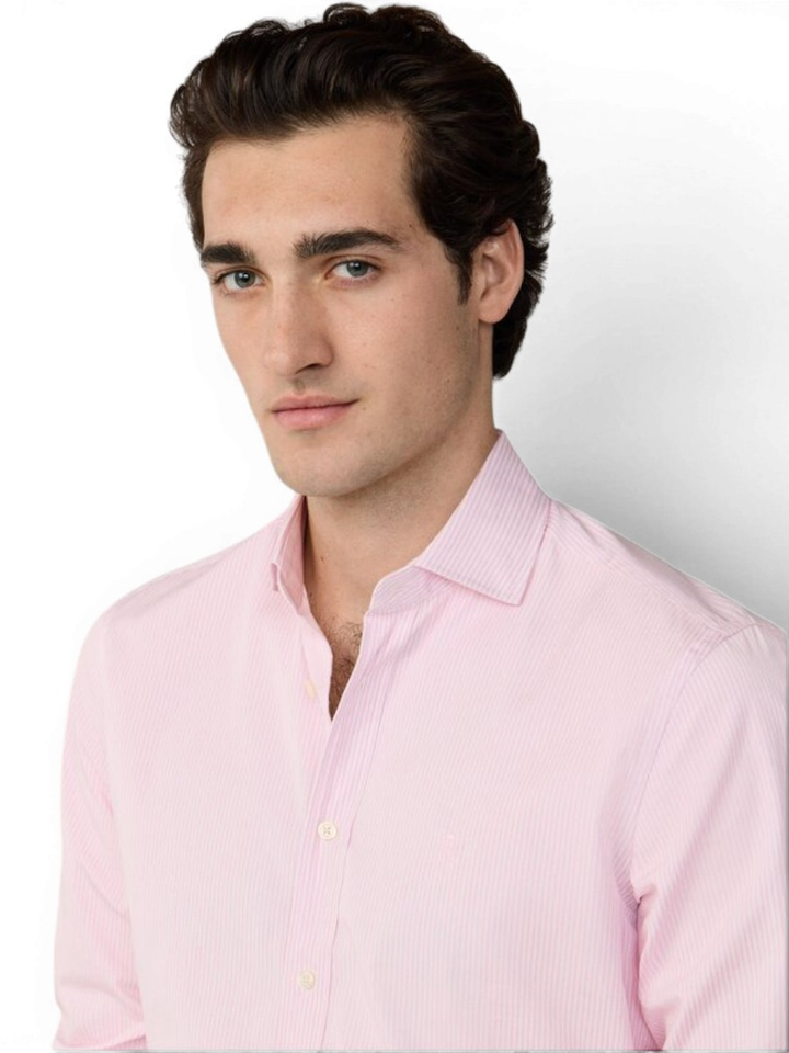 Pink katoenen hemd (regular fit) met strepen en lange mouwen Hackett