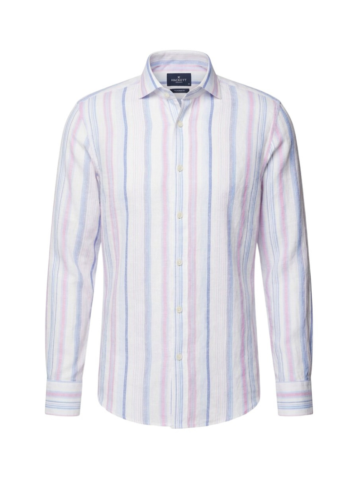 Summer multi-color katoenen hemd (regular fit) met strepen en lange mouwen Hackett