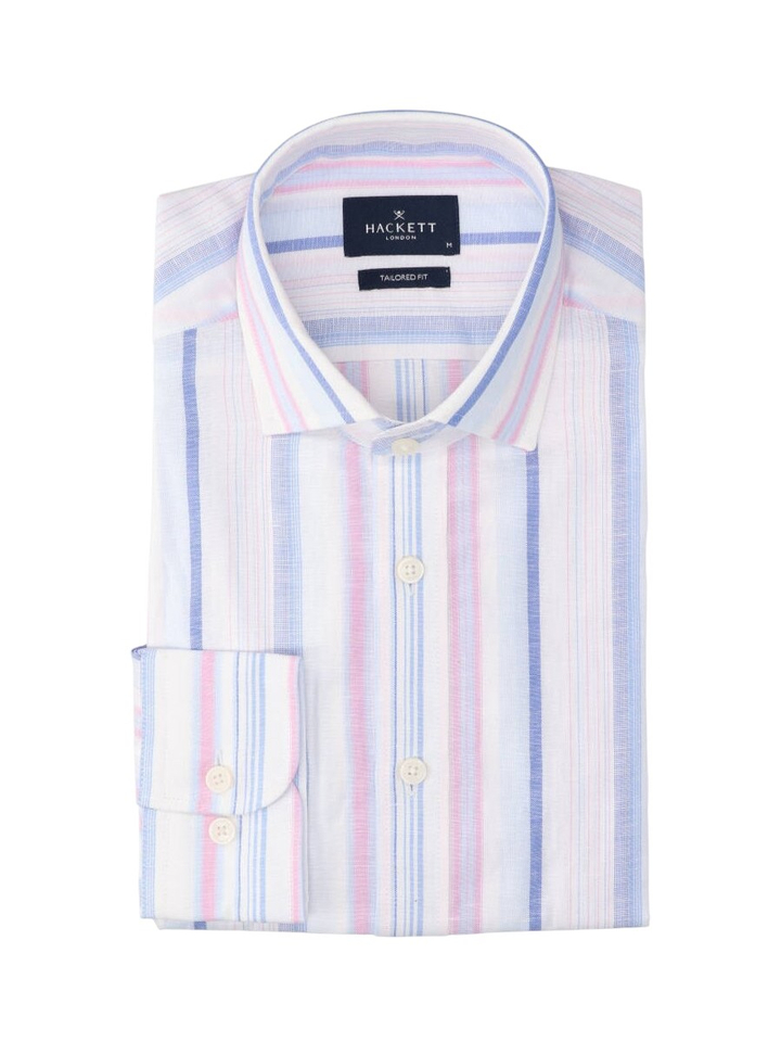 Summer multi-color katoenen hemd (regular fit) met strepen en lange mouwen Hackett