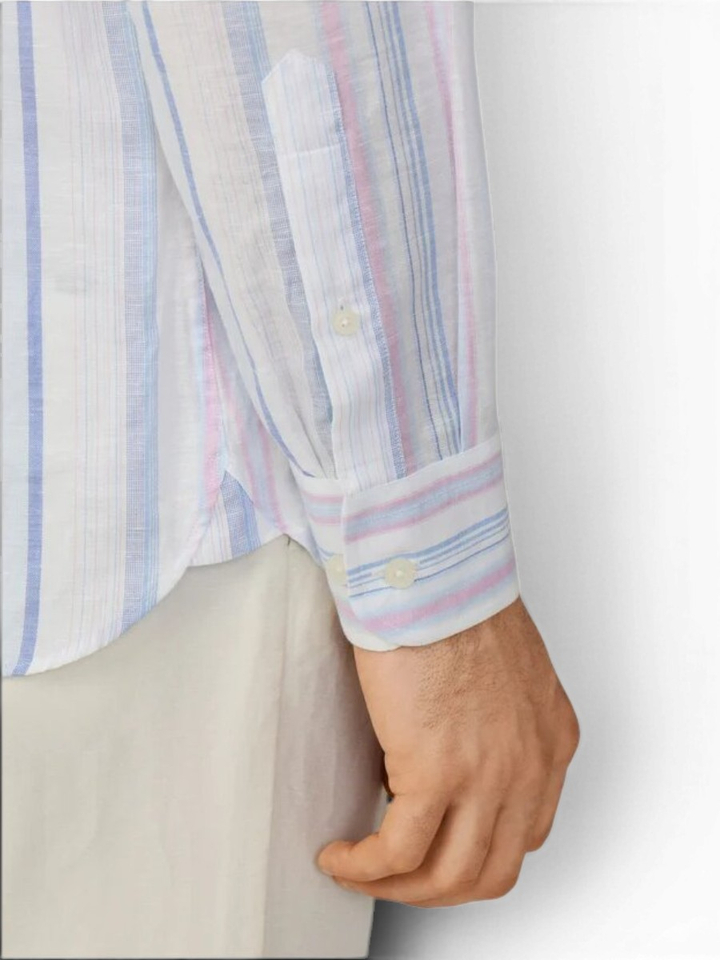 Summer multi-color katoenen hemd (regular fit) met strepen en lange mouwen Hackett