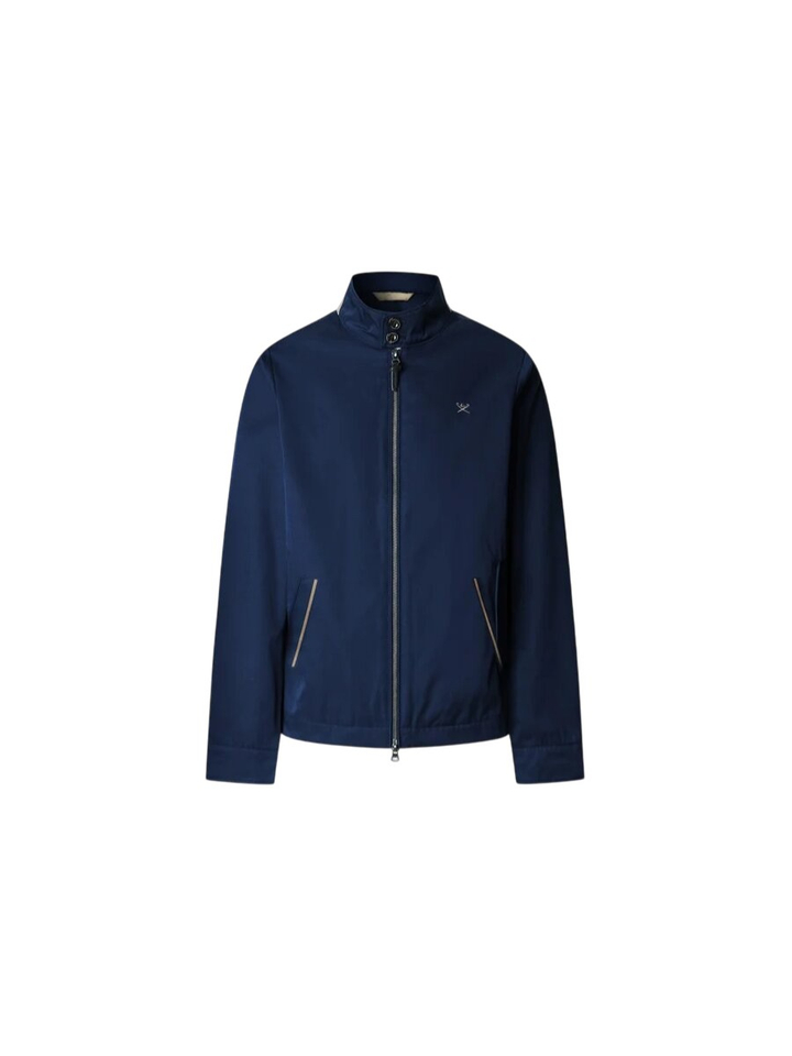 Donkerblauwe jas met rits Hackett