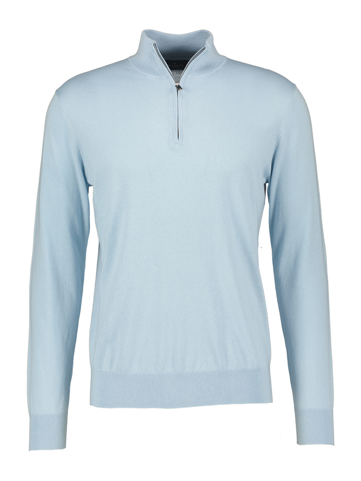Lichtblauwe sweater met rits Hackett 