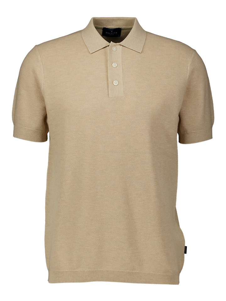 Beige polo korte mouw met structuur Hackett
