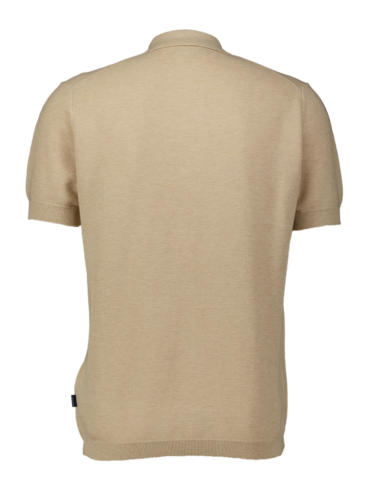 Beige polo korte mouw met structuur Hackett