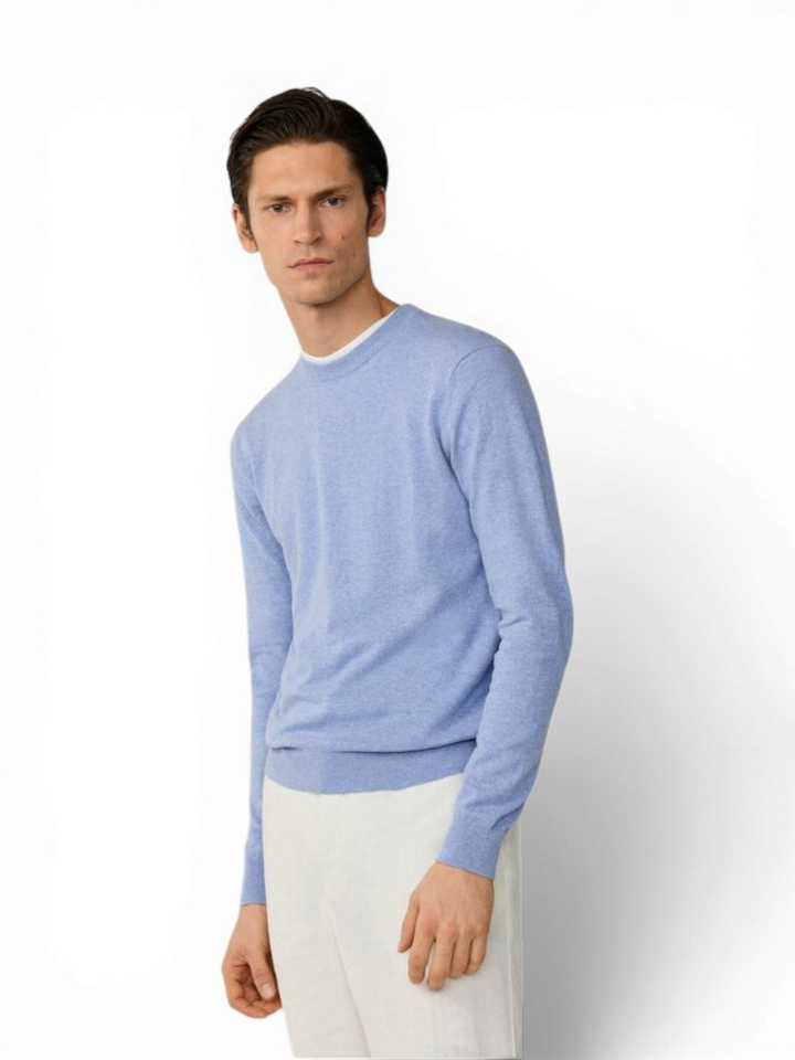 Blauwe trui met linnen Hackett