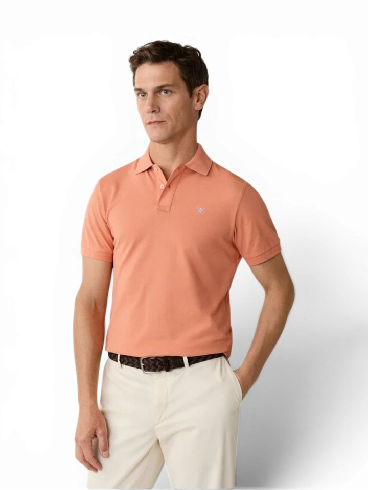 Oranje polo met knoopsluiting Hackett