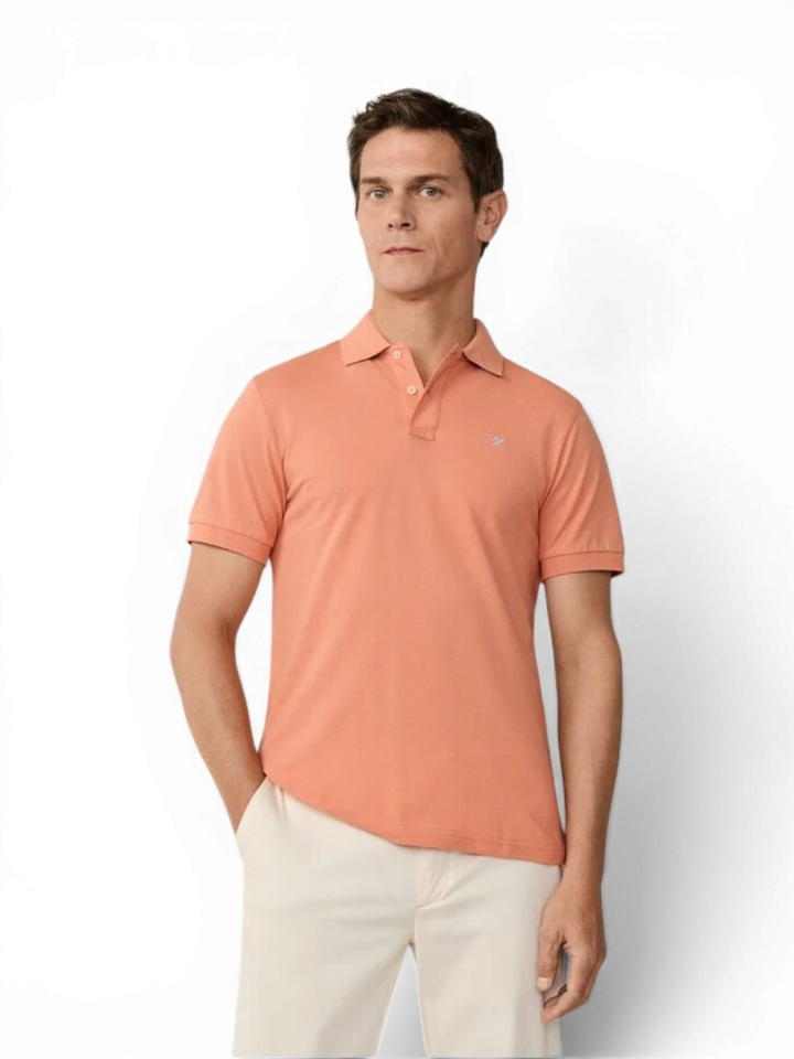 Oranje polo met knoopsluiting Hackett