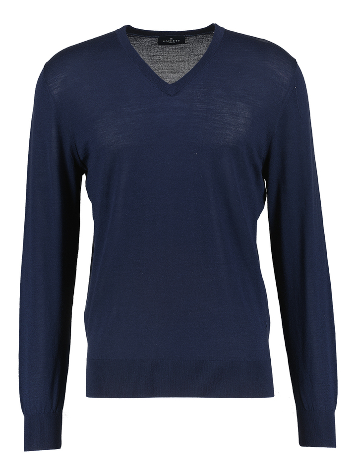 Donkerblauwe trui met V-hals Hackett