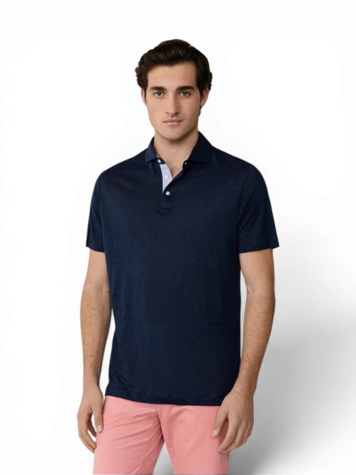 Blauwe linnen polo Hackett 