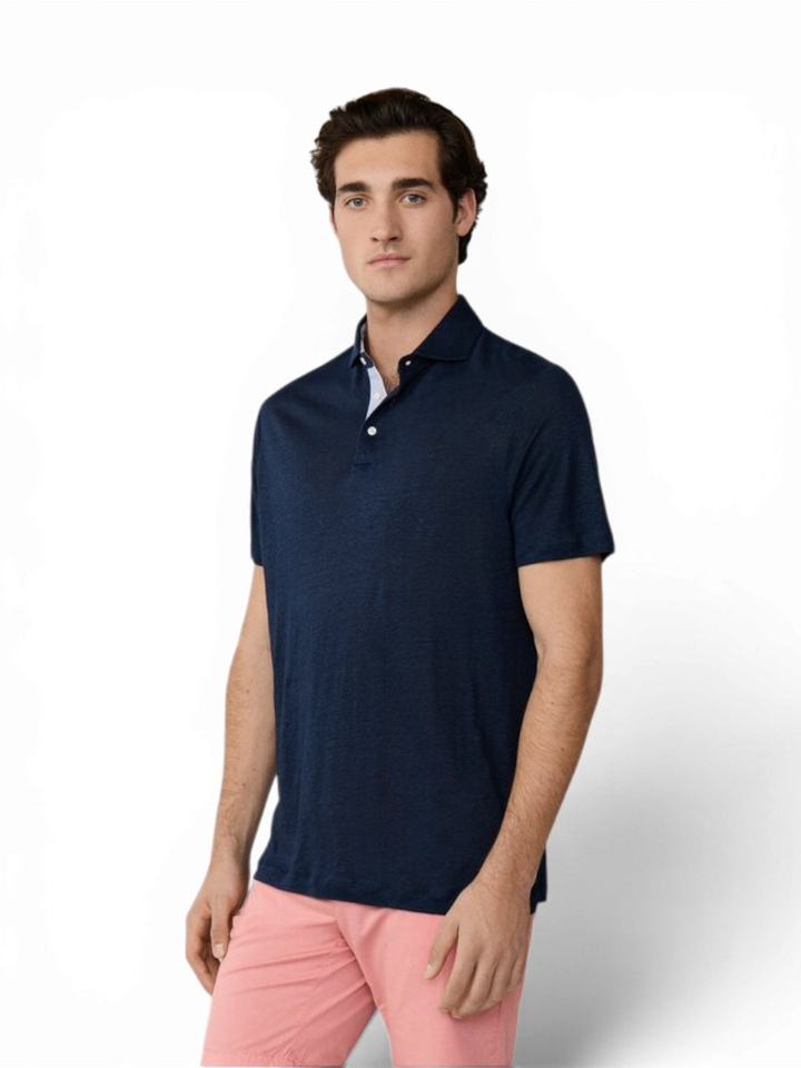 Blauwe linnen polo Hackett 