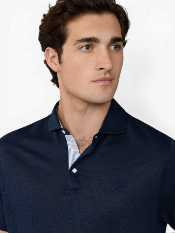 Blauwe linnen polo Hackett 