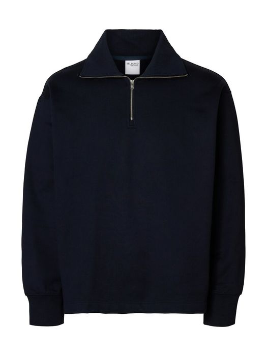 Donkerblauwe trui met korte rits Selected