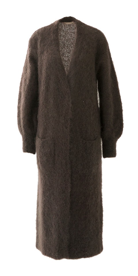 Bruine lange cardigan met mohair Alma Giul