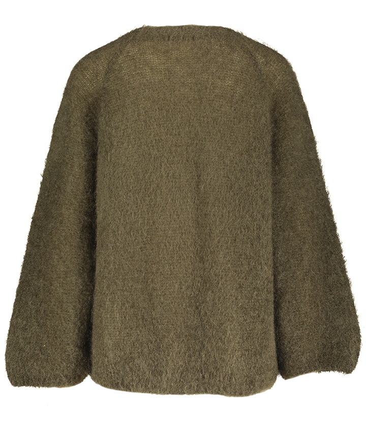 Olijfgroene carigan met mohair Stella Giul 