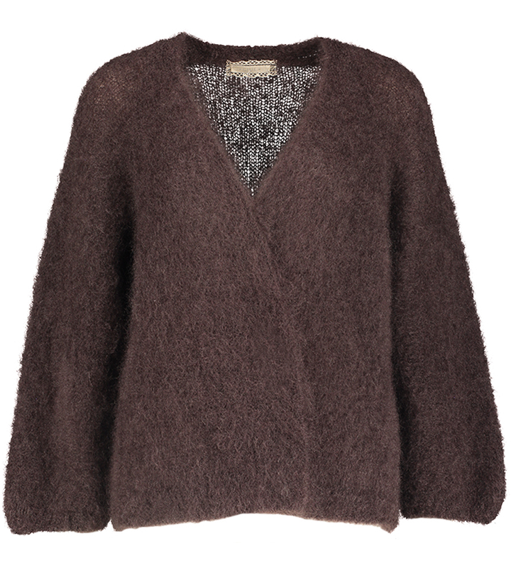 Donkerbruine mohair wollen gilet Stella Giul