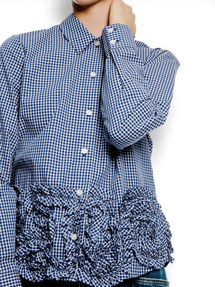 Blauwe geruiten blouse Mariel Baum Und Pferdgarten 