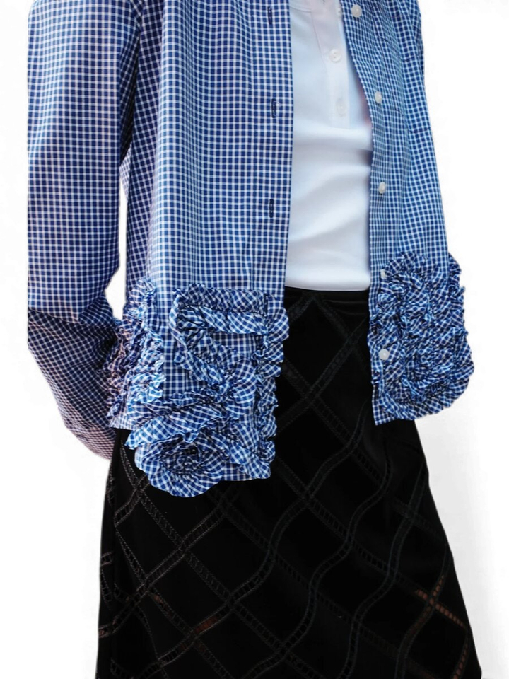 Blauwe geruiten blouse Mariel Baum Und Pferdgarten 
