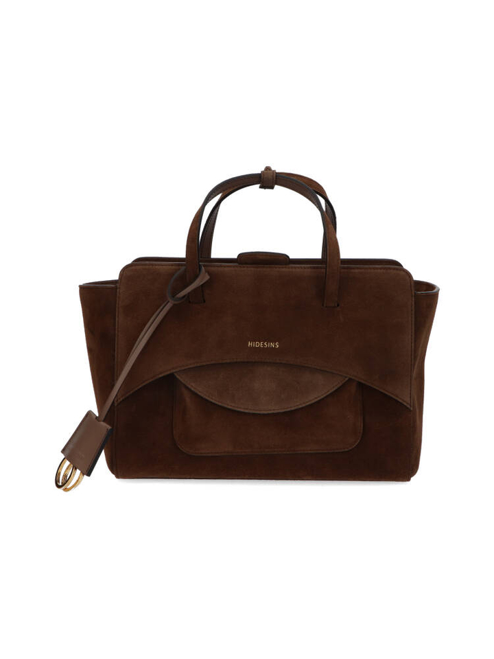 Suede chocolat handtas Flap M Hidesins 