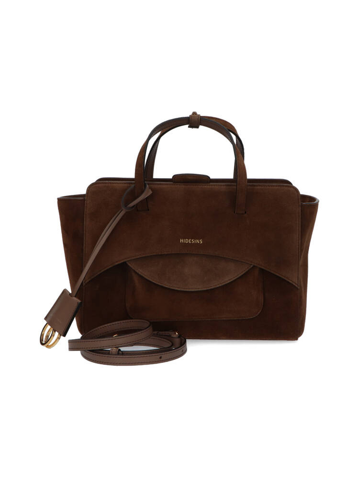 Suede chocolat handtas Flap M Hidesins 