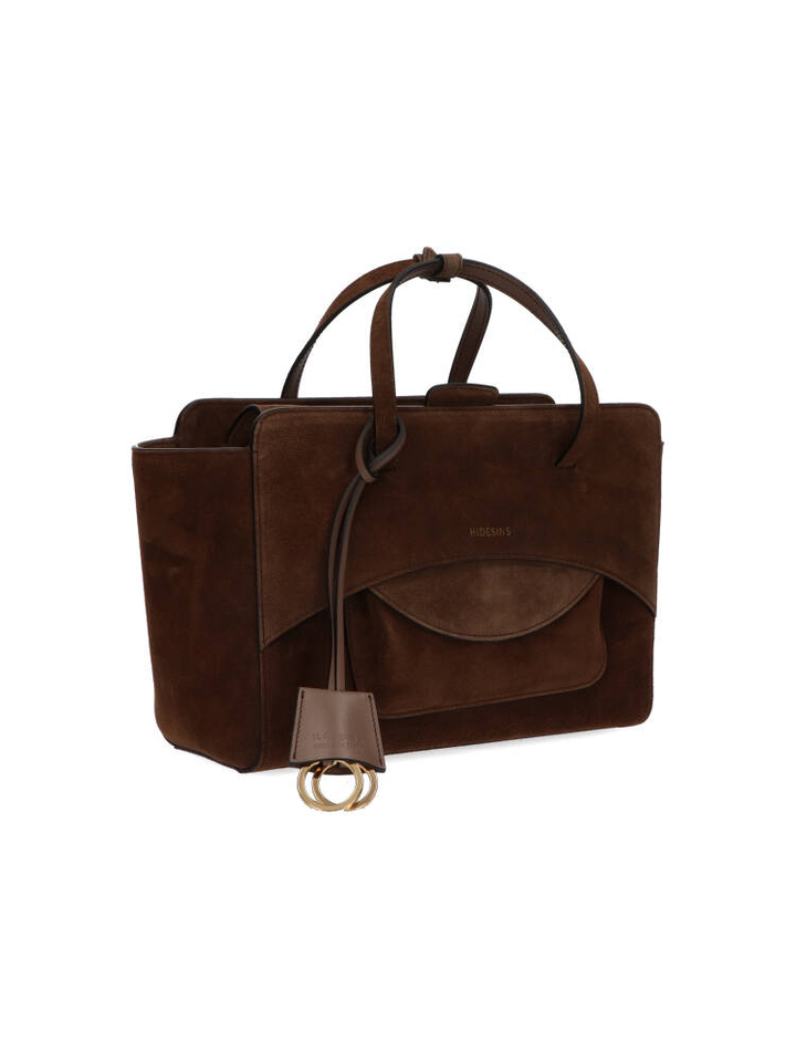 Suede chocolat handtas Flap M Hidesins 