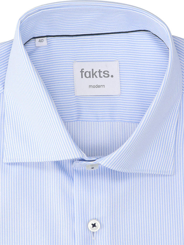 Lichtblauw en wit gestreept katoenen hemd (regular fit) met lange mouwen Evo Fakts