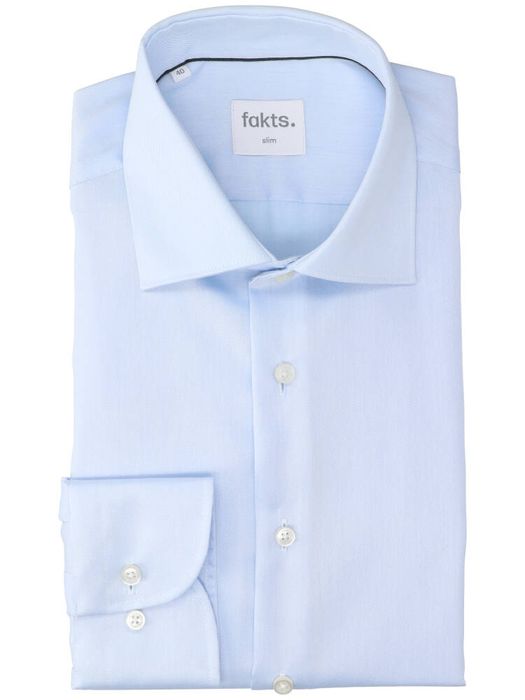 Lichtblauw katoenen hemd (slim fit) met lange mouwen Evo Fakts