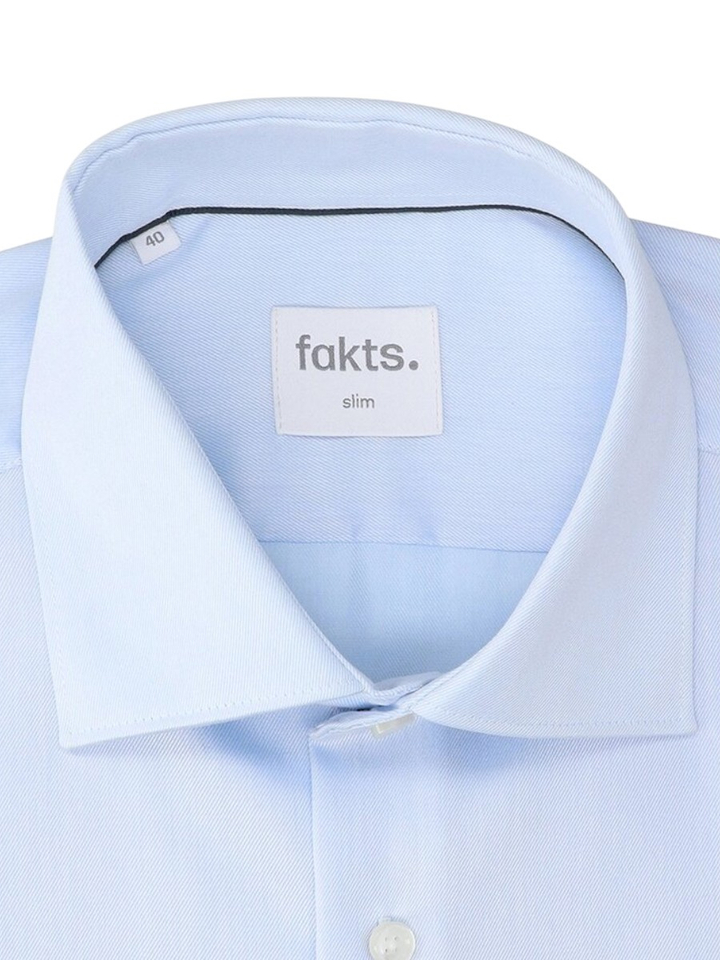 Lichtblauw katoenen hemd (slim fit) met lange mouwen Evo Fakts